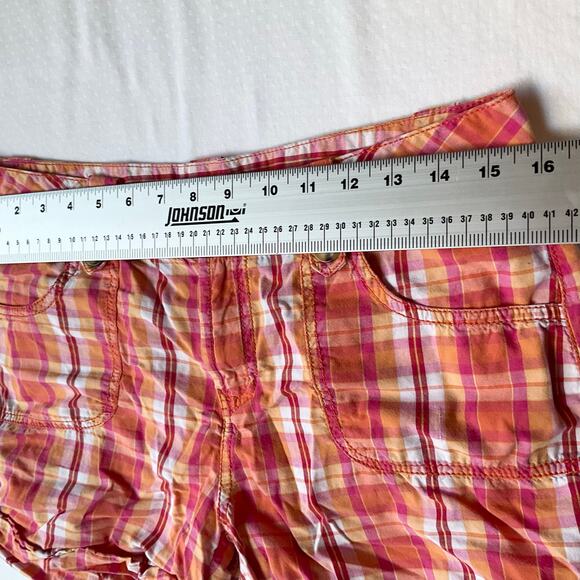 Faded Glory Women’s Checked Shorts size 8, Orange & Pink - Picture 2 of 9